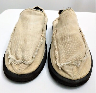 Tony Hawk Beige Canvas Slip On Loafer With Raw Edge Shoes 