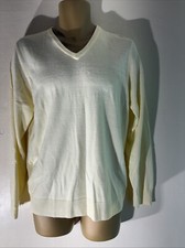 Mens M S Marks spencer Medium Yellow Thin Knit Long Sleeve Pullover Jumper Top