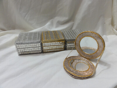Vanity Dresser Set Gold / Silver Mosaic Trinket / Jewelry Boxes & Hand  Mirror | eBay