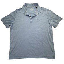 Tommy Bahama Polo Shirt Mens Medium Blue Short Sleeve Cotton Blend Performance
