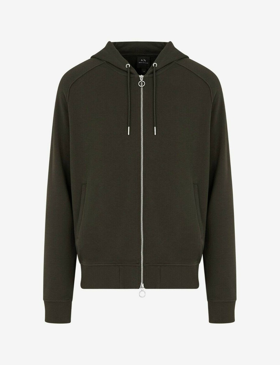 $130 Armani Exchange Men's, Hooded Full Zip Sweatshirt, Army Green
