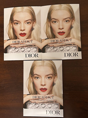 3x DIOR ADDICT LE ROUGE BRILLANT THE SHINE Lipstick Sampler w/ 4 Shades & Brush