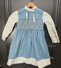 Vintage Polly Flinders Hand Smocked Prairie Floral Dress Girls Sz 6 Cottagecore