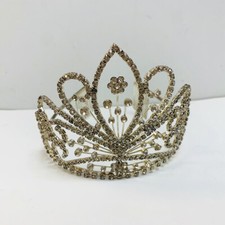New Women's 4" High Rhinestone Metal Hair Comb Tiara Crown