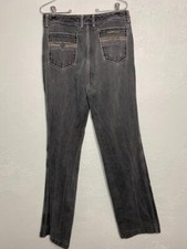 Vintage Sergio Valente Gray Acid Wash Straight Embroidered Jeans Womens 34x36