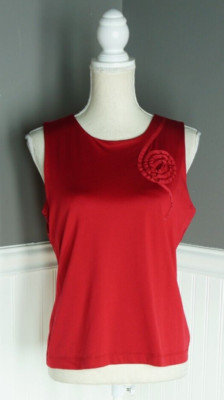 Kenneth Cole New York Womens Lange Red Sleeveless Embellished Tank Top Shelf Bra