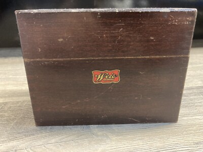 Vintage Weis Wooden Dovetailed Recipe Box, Brass Hinges, Monroe