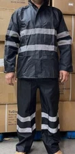 Black  Safety Rain-suit, Rain Jacket With Hoodie and Rain Pants 