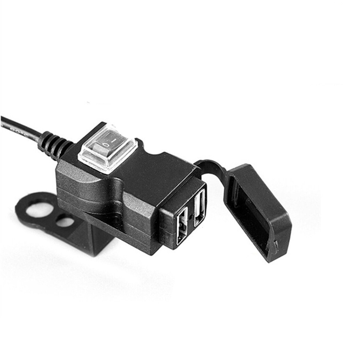 Dual USB Motorcycle Charger Socket Power-Adapter Handlebar Mounts Bracket