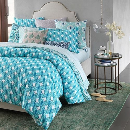 John Robshaw Jamali Euro Sham Turquoise Blue Green White 26 x 26 New - Picture 2 of 8