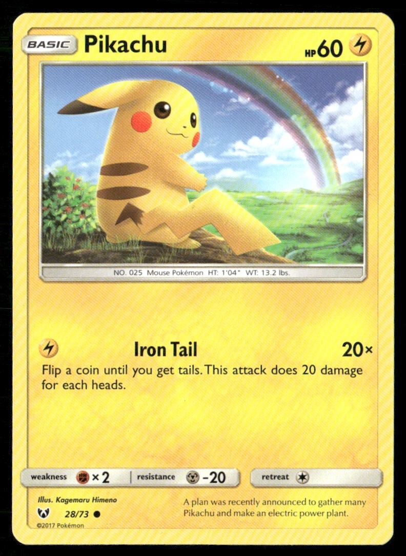 2017 Shining Legends Set Pokemon Card 28  Pikachu LP