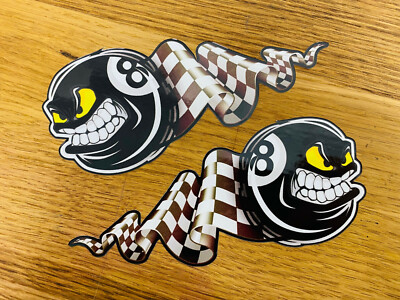 8 BALL HEAD Aufkleber Sticker Oldschool Retro Eightball V8 Performance Auto Se59