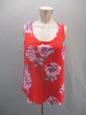 Allison Joy Size S Womens Floral Red Round Neck Sleeveless Lightweight Top 877