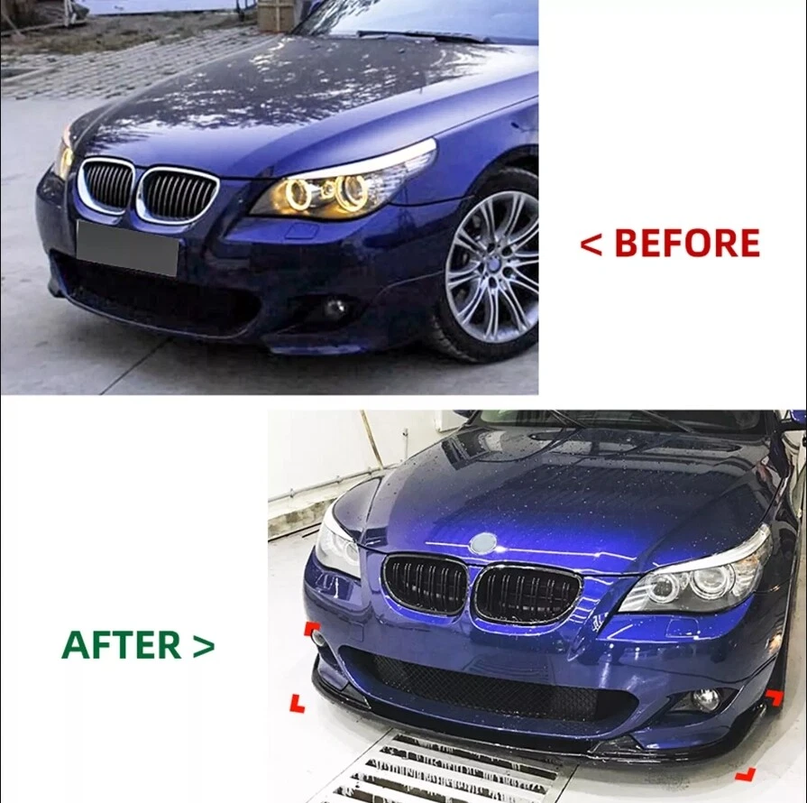 For BMW 5 Series E60 E61 M Sport 2004-10 Glossy Black Front Bumper Lip Splitter Foto 2 de 4
