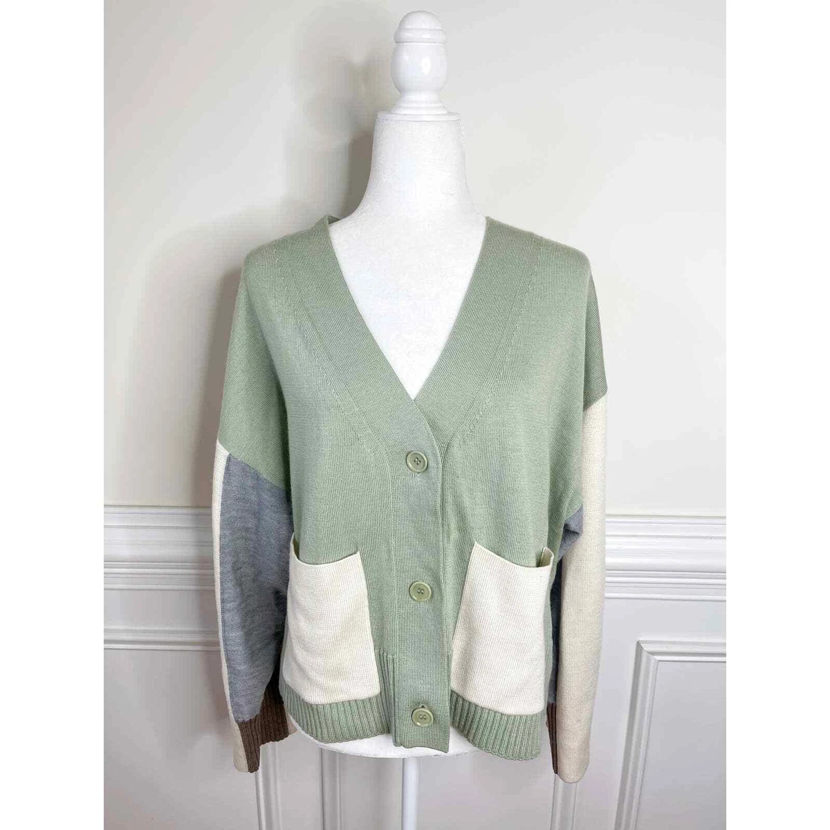 NWOT COS Color block Cardigan in Green eBay