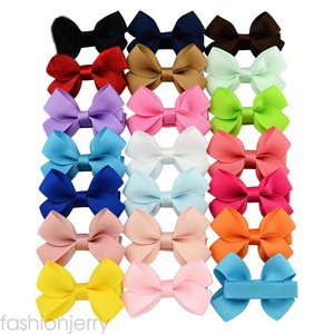 Girl's 20pcs/lot 2.4" Grosgrain Hair Bows Ribbon Lined Clips