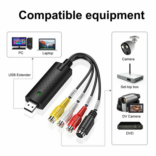 2x USB 2.0 Audio Video VHS to DVD VCR PC Converter Adapter Digital Capture Card - Picture 3 of 10