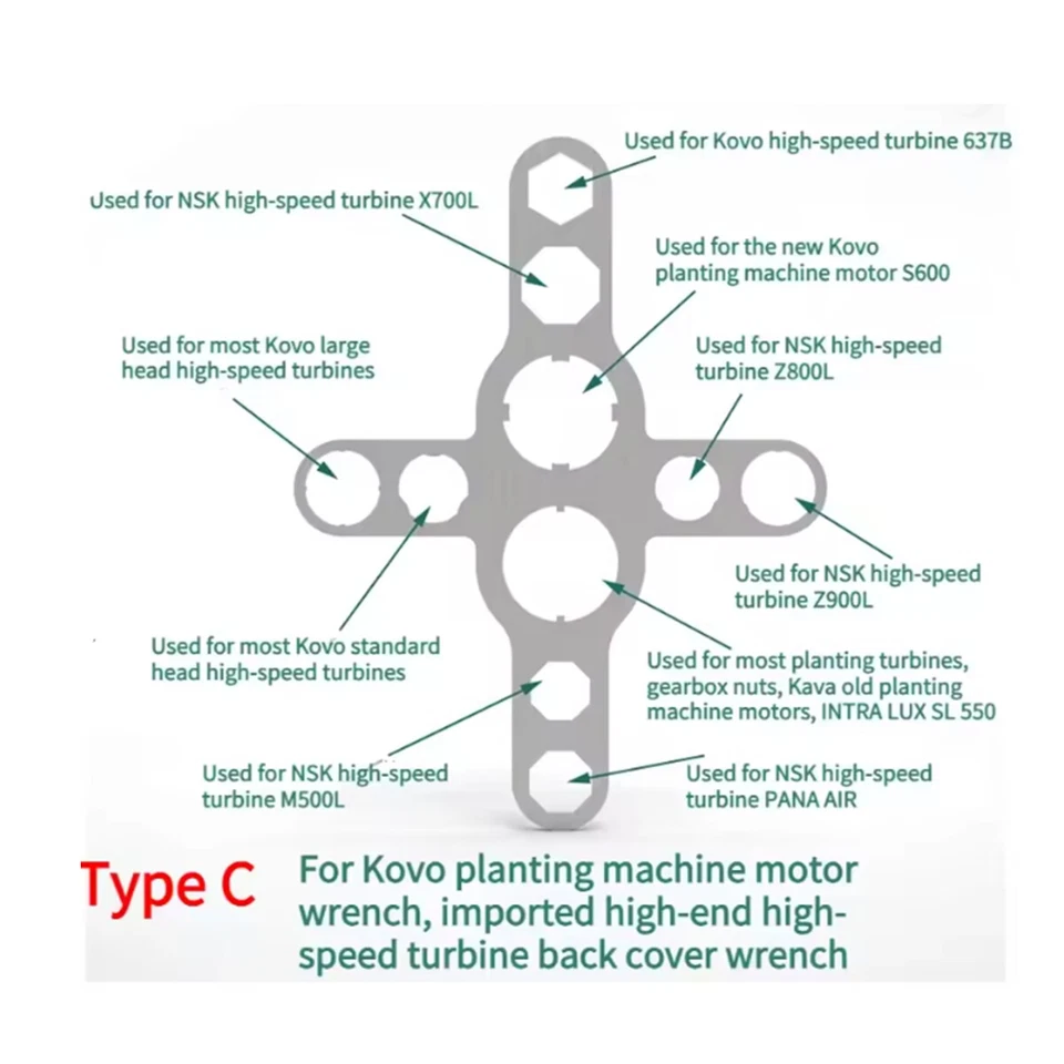 Llave de tapa trasera universal para pieza de mano dental para llave de tapa KAVO/WH/NSK Sirona Foto 4 de 4