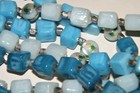 Vintage BLUE & WHITE SQUARE & FLORAL ART GLASS BEADS NECKLACE ST~Czech?~42" Long — photo 7