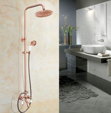 Antique Red Copper Bathroom Rainfall Shower Faucet Set Bath Tub Mixer Tap srg566