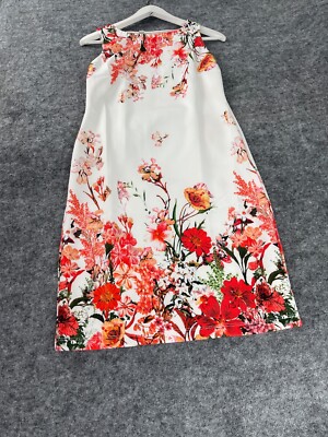 Body Flirt A Line Dress Womens Large Floral Sleeveless White Red NEW N332 