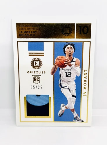 2019 Panini Encased JA MORANT Rookie Label Swatches Gold Patch /25 Grizzlies RC
