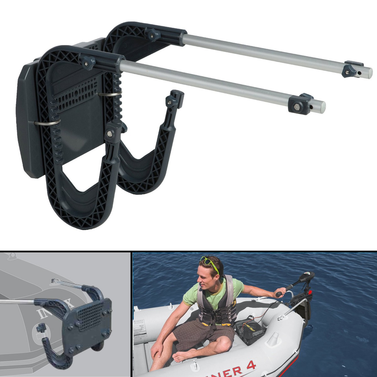 MagiDeal 2er Set Motorhalterung - Bootsmotor Halter Zum Kleben Für Schlauchboote