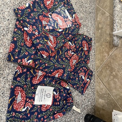 Printfresh Queen Lotus Long Pajama Set Cotton Poplin Lightweight Egret Floral 2X
