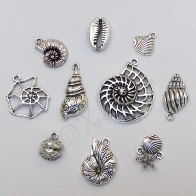 Seashell Charms 10PCs Mix - Wholesale Ocean Charms Set CM3470 - 10, 20 Or 50PCs