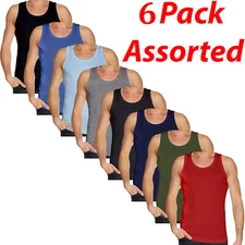 6X Mens Vests 100% Cotton Tank Top Gym Training Summer Tops Pack Plain S-2XL