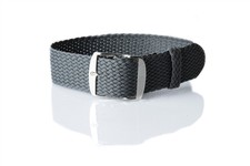 Smoke Perlon Braided Woven Watch Strap/Band With Stainless Steel Buckle 22mm