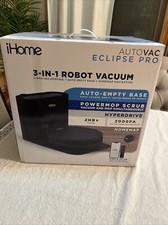 iHome iHRV11-BLK AutoVac Eclipse Pro 3-in-1 Robot Vacuum and Vibrating Mop New