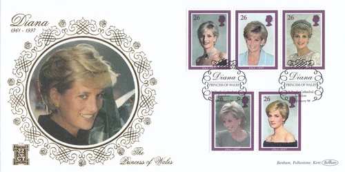 Princess Diana 22Ct GOLD GB Benham FDC St Pauls 1998 No. 267 of 500 (143350)