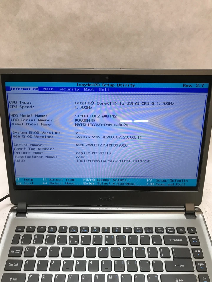 Acer Aspire M5-481TG 15" Laptop i5-3317U 1.7GHz 4GB RAM Nvidia GT 640M LE - - DW - Image 2 of 4