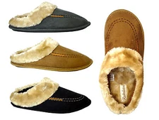 New Men's Classic Clog House Slipper Stylish Faux Fur Rubber Sole Warm -0250
