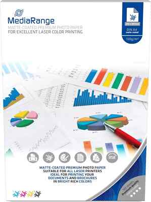 100-2000 Blatt MediaRange Fotopapier 120 g/m² matt für Laser Drucker DIN A4