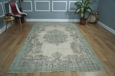 VINTAGE TURKISH RUG, Boho Home Decor Rug, Beige Area Carpet, 5.31x9.06 ft H-2258