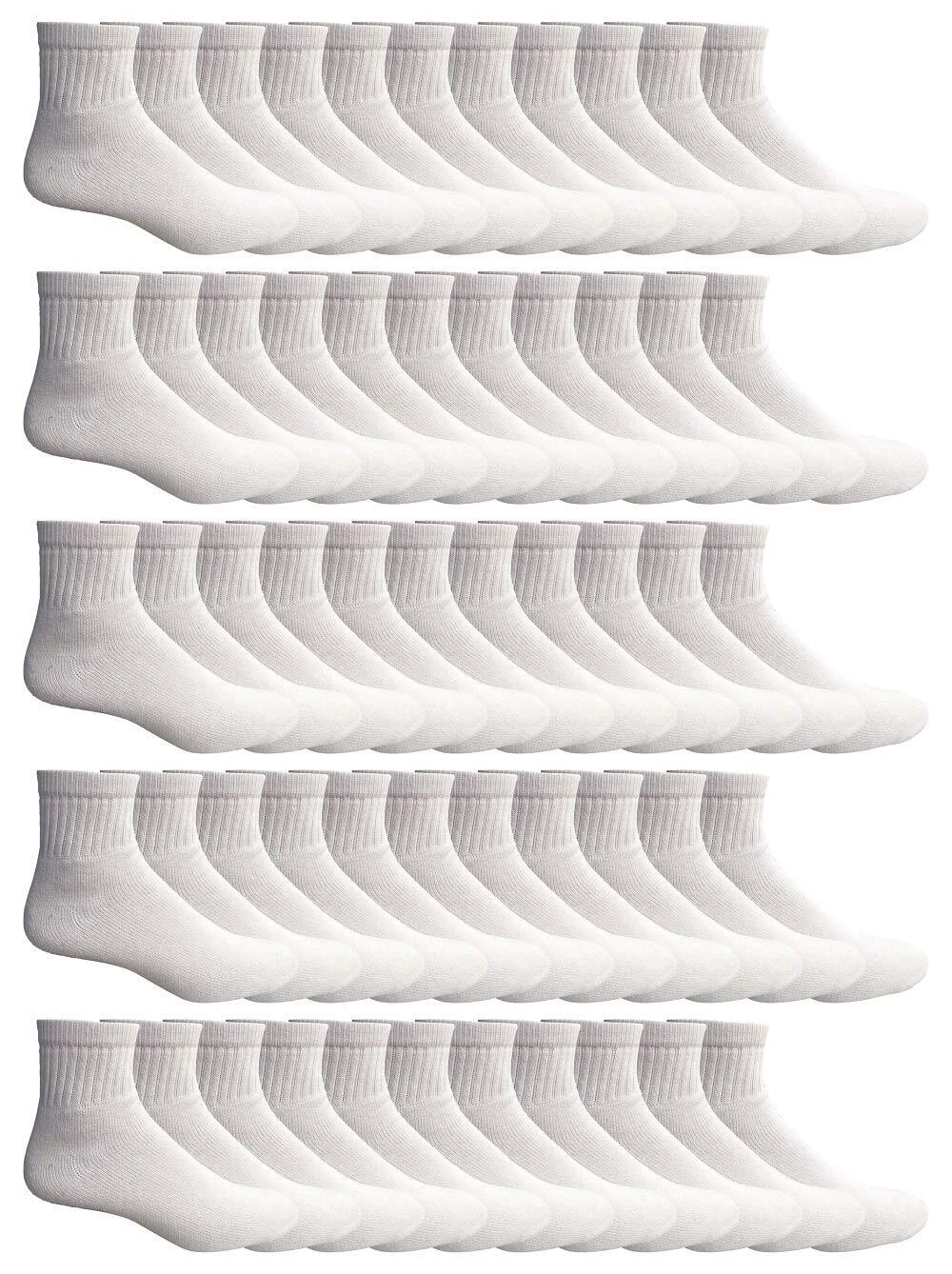 72 PK Men's Premium Cotton Sport Ankle Socks 10-13 Solid White-Womens Ankle Sock