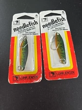 2 Vintage Luhr Jensen Needlefish (Needle Fish) Size 2 Metallic Pearch