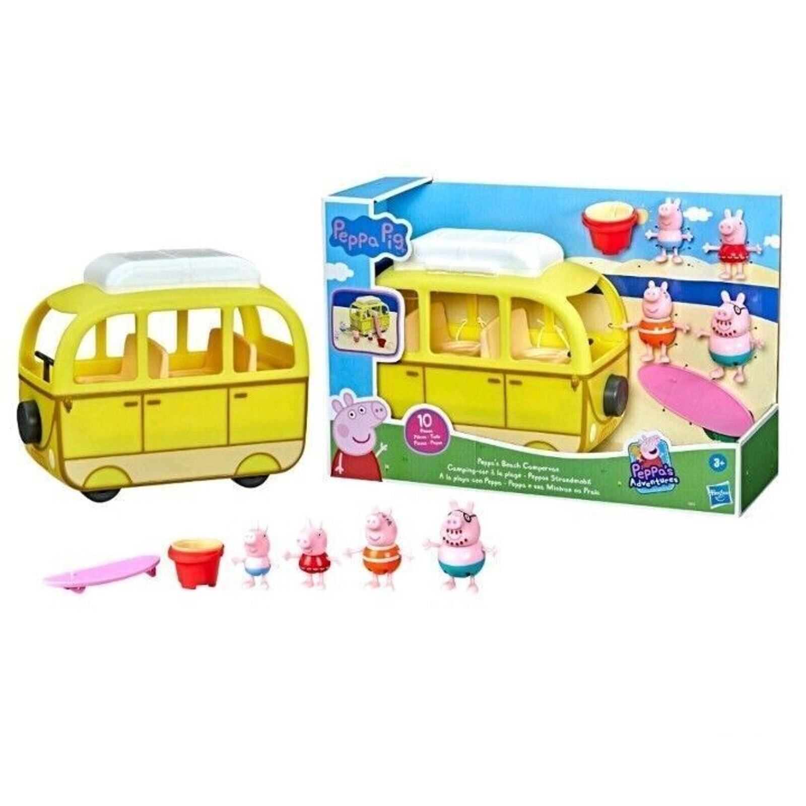 Hasbro Peppa Pig Peppa's Beach Campervan Peppa, George, Mummy & Daddy Pig 2022