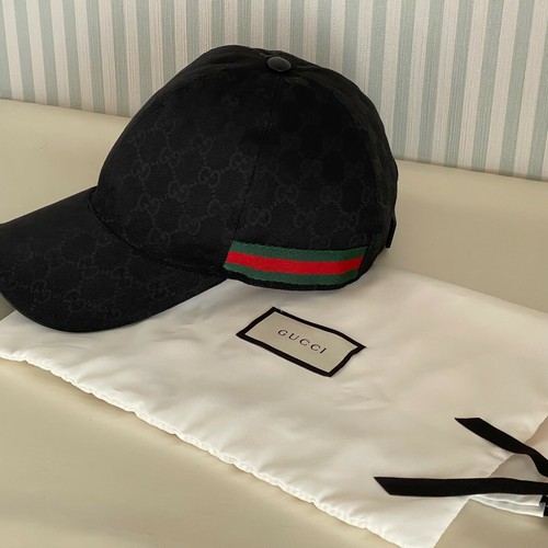 GUCCI Autentico Uomo Berretto Da Baseball Cappello Nero Taglia L utilizzata  con Storage Bag | eBay