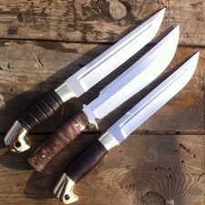 WILD CUSTOM HANDMADE 15 INCHES LONG IN HIGH POLISHED STEEL HUNTING 3 BOWIES 