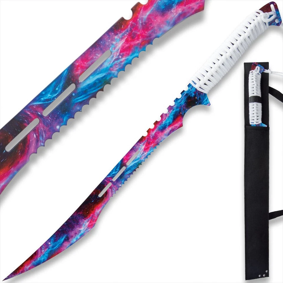 Black Legion Cosmic Ninja Sword with Sheath | Partially Serrated | Overall 27"
