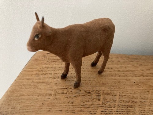 ANCIEN SANTON FLOQUE DEVINEAU ANE + BOEUF NOEL CRECHE 7.3 et 8 cm