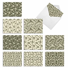 10 Assorted All Occasion Blank Note Cards with Envelopes - LEAFLIKE M10025BK