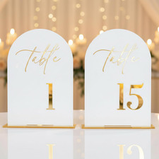 Wedding Table Numbers 1-15 with Holders,5X7 Inch Arch Acrylic Table Numbers Sign