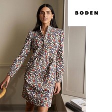 NEW Boden Floral Ruffle Neck Cord Dress Print Dress Sz 12