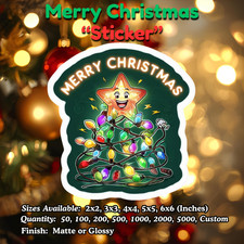 Merry Christmas Sticker Holiday Decor Waterproof Vinyl Die Cut Glossy Matte NEW