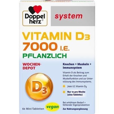 DOPPELHERZ Vitamin D3 7000 I.E. pflanzlich sys.TAB, 60 St PZN 19413101