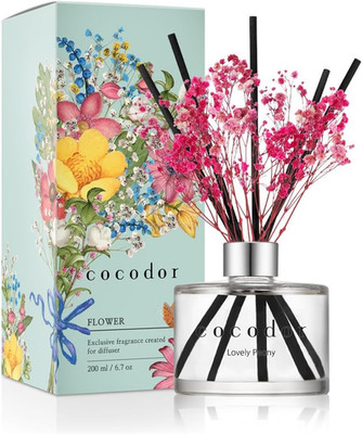 COCODOR Flower Reed Diffuser Set / 6.7Oz / Lovely Peony/Scent Diffuser with Stic